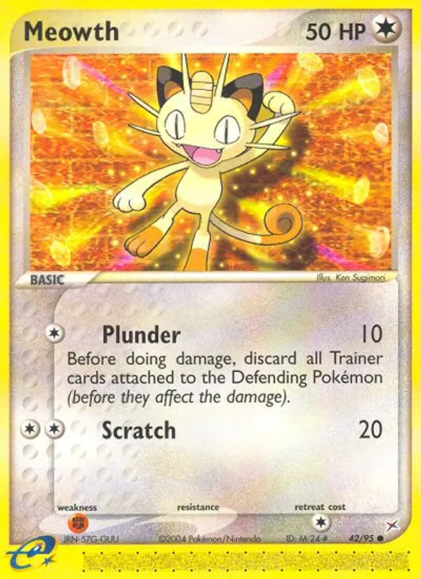 Carta Meowth, número 42/95 da coleção Team Magma vs Team Aqua