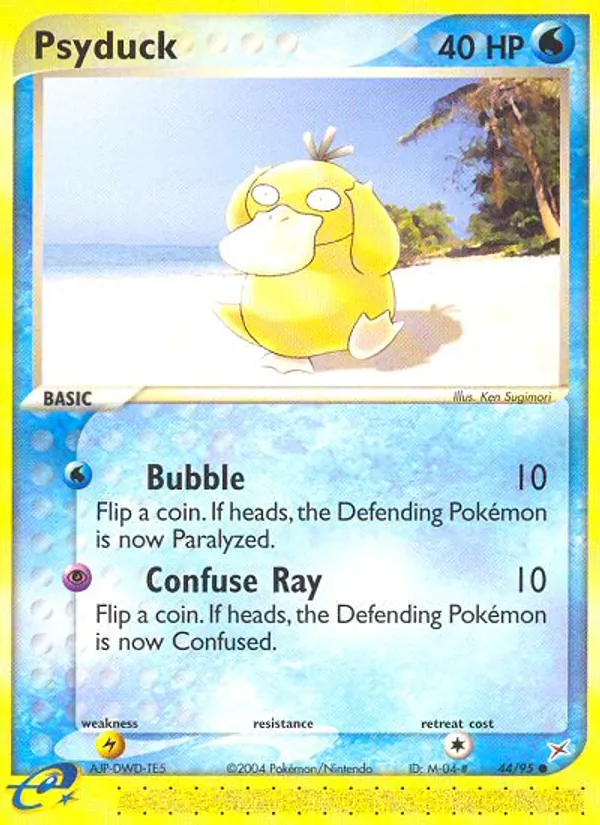Carta Psyduck, número 44/95 da coleção Team Magma vs Team Aqua