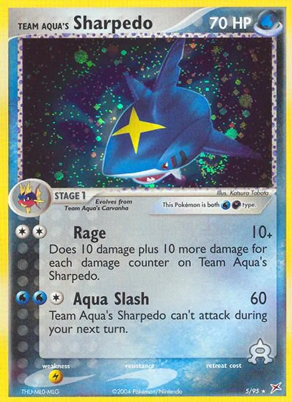 Carta Team Aqua's Sharpedo, número 5/95 da coleção Team Magma vs Team Aqua