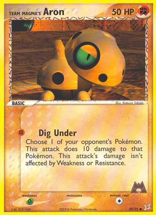 Carta Team Magma's Aron, número 59/95 da coleção Team Magma vs Team Aqua