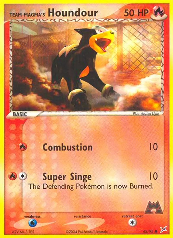 Carta Team Magma's Houndour, número 62/95 da coleção Team Magma vs Team Aqua
