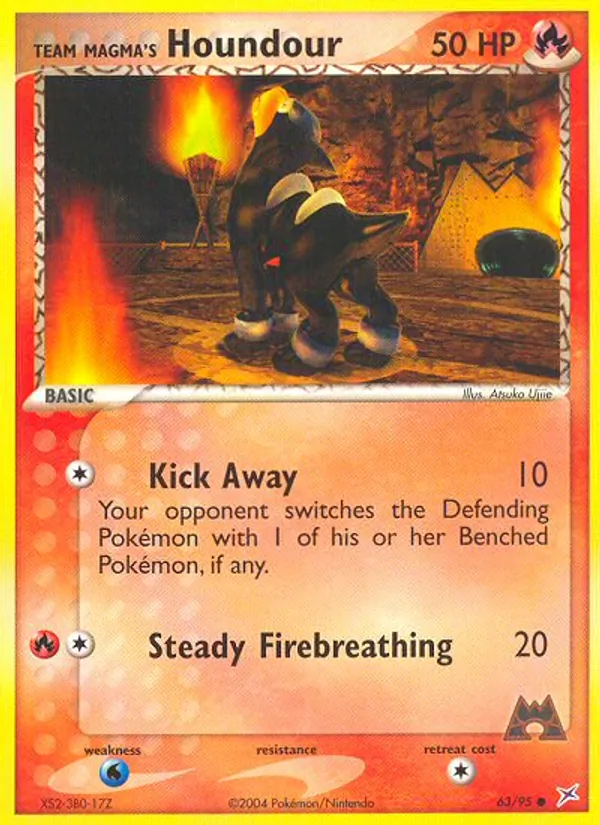 Carta Team Magma's Houndour, número 63/95 da coleção Team Magma vs Team Aqua