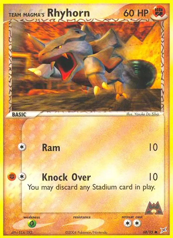 Carta Team Magma's Rhyhorn, número 68/95 da coleção Team Magma vs Team Aqua