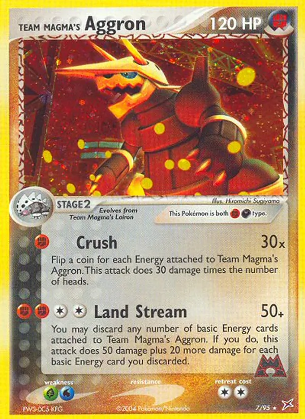 Carta Team Magma's Aggron, número 7/95 da coleção Team Magma vs Team Aqua