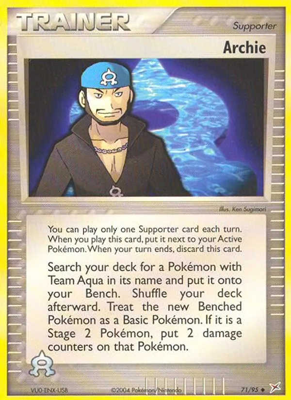 Carta Archie, número 71/95 da coleção Team Magma vs Team Aqua