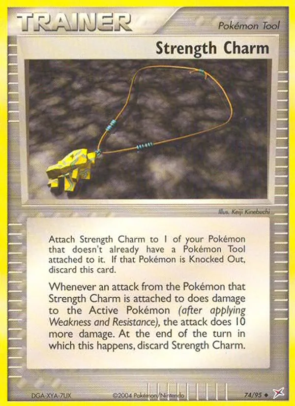 Carta Strength Charm, número 74/95 da coleção Team Magma vs Team Aqua
