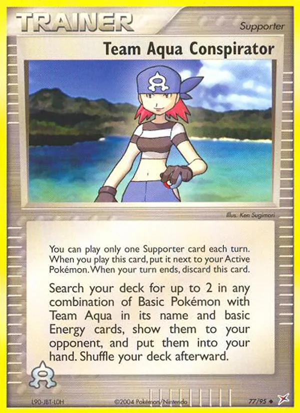 Carta Team Aqua Conspirator, número 77/95 da coleção Team Magma vs Team Aqua