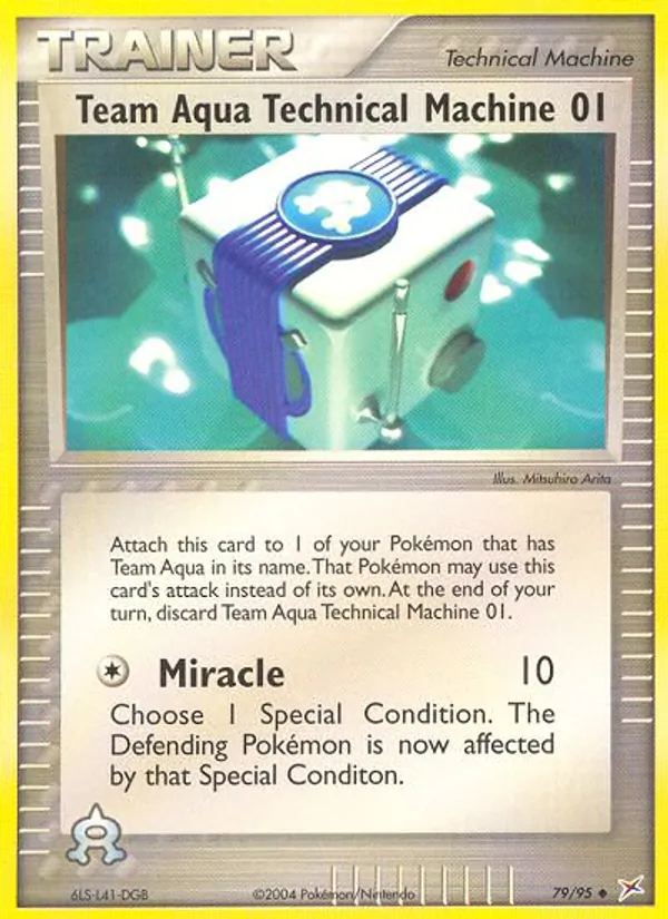 Carta Team Aqua Technical Machine 01, número 79/95 da coleção Team Magma vs Team Aqua