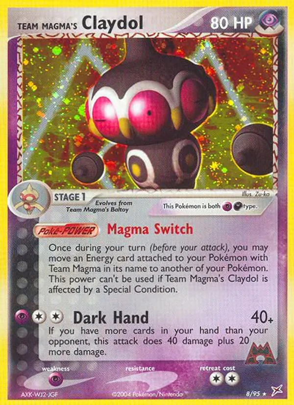 Carta Team Magma's Claydol, número 8/95 da coleção Team Magma vs Team Aqua
