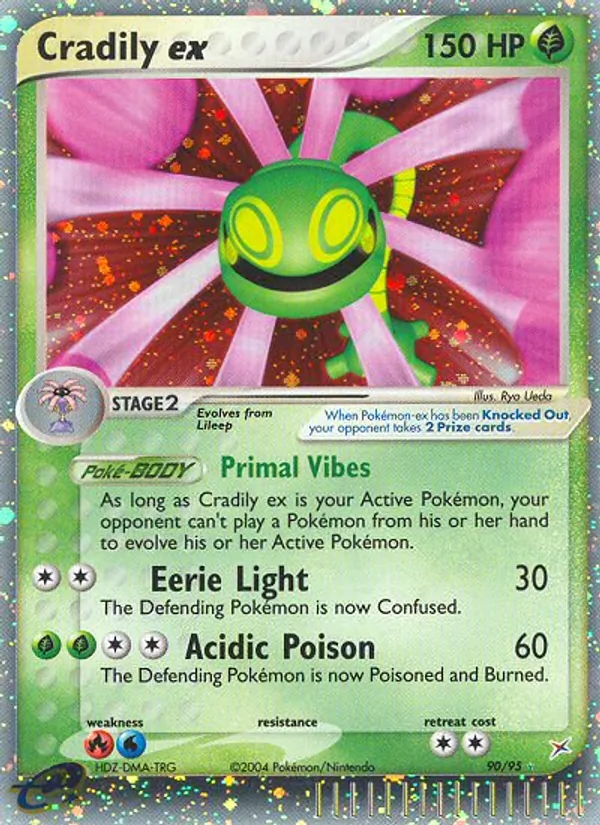 Carta Cradily ex, número 90/95 da coleção Team Magma vs Team Aqua