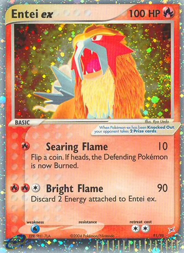 Carta Entei ex, número 91/95 da coleção Team Magma vs Team Aqua