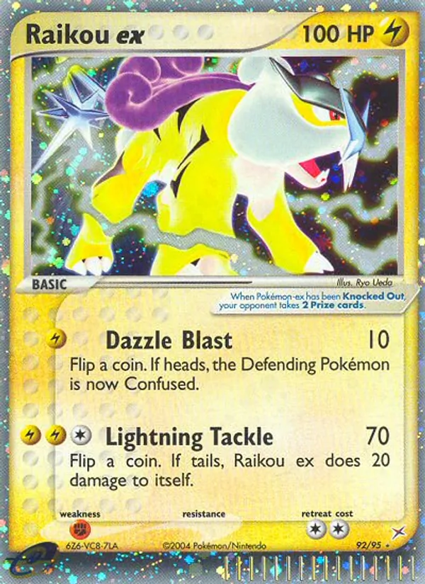 Carta Raikou ex, número 92/95 da coleção Team Magma vs Team Aqua