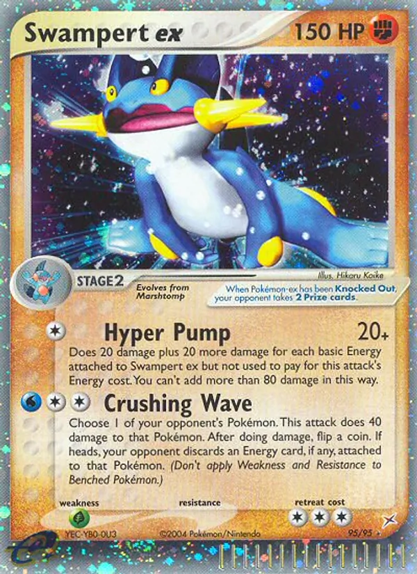 Carta Swampert ex, número 95/95 da coleção Team Magma vs Team Aqua