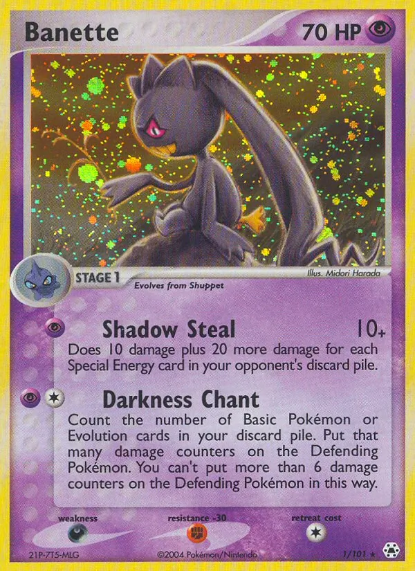 Carta Banette, número 1/101 da coleção Hidden Legends