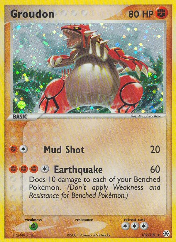 Carta Groudon, número 102/101 da coleção Hidden Legends