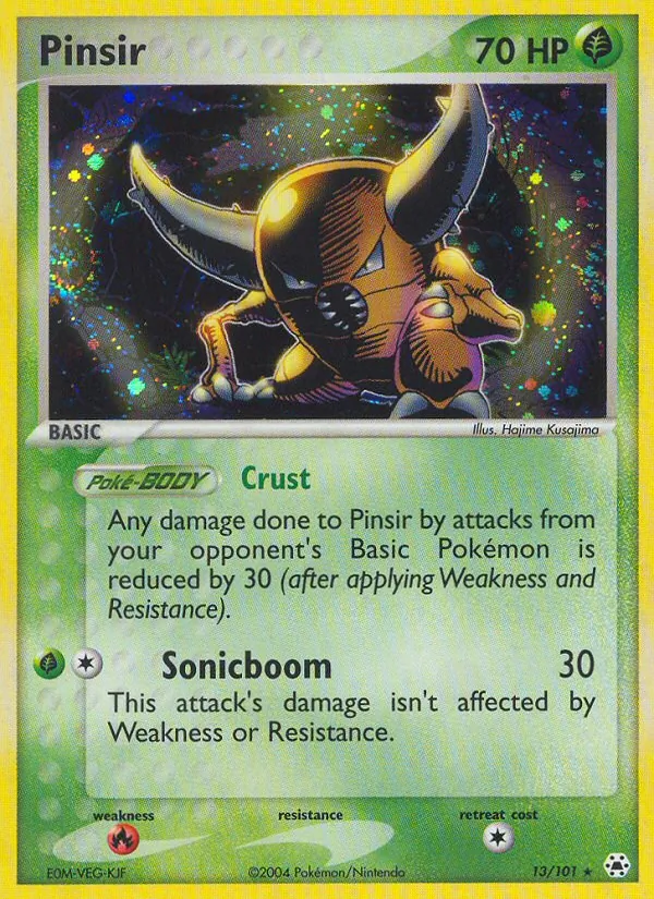 Carta Pinsir, número 13/101 da coleção Hidden Legends