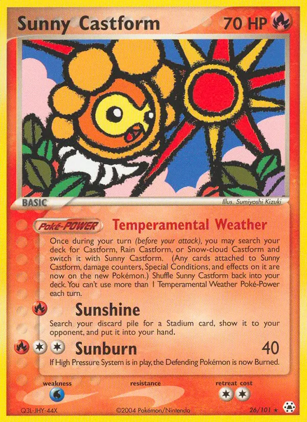 Carta Sunny Castform, número 26/101 da coleção Hidden Legends