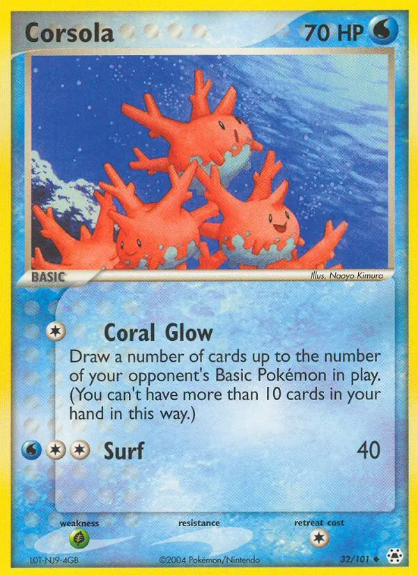 Carta Corsola, número 32/101 da coleção Hidden Legends
