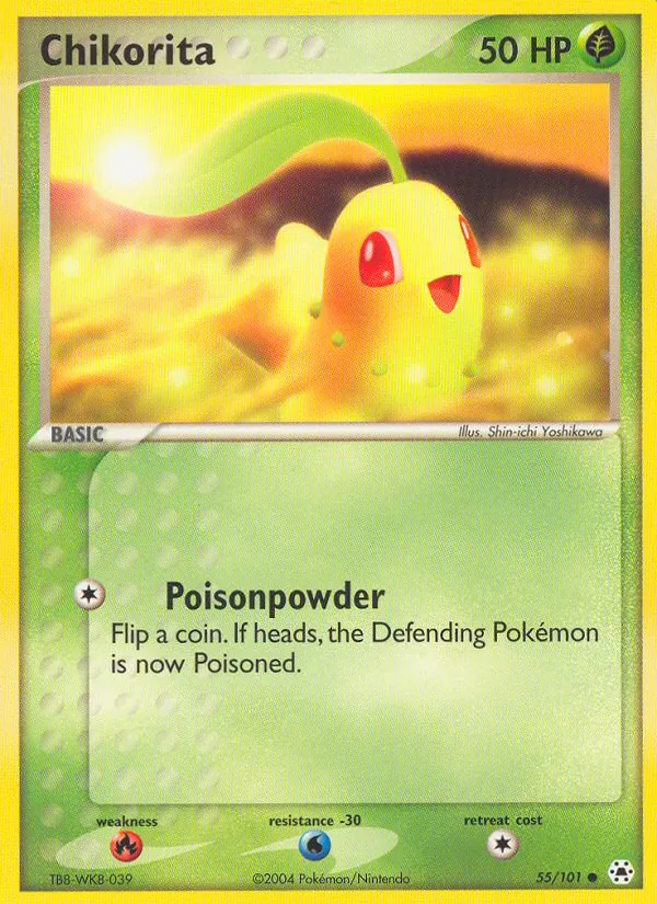Carta Chikorita, número 55/101 da coleção Hidden Legends