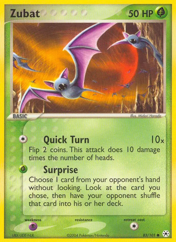 Carta Zubat, número 83/101 da coleção Hidden Legends