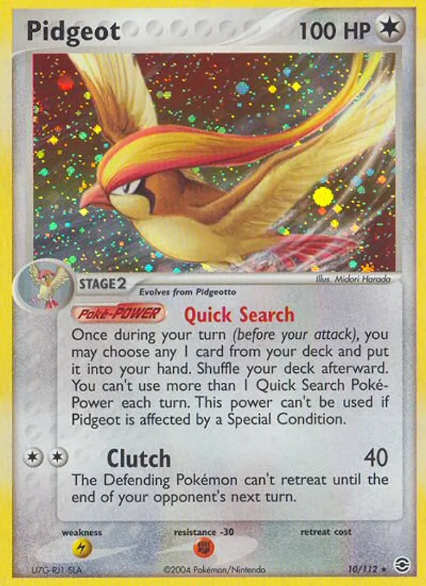 Carta Pidgeot, número 10/112 da coleção FireRed & LeafGreen