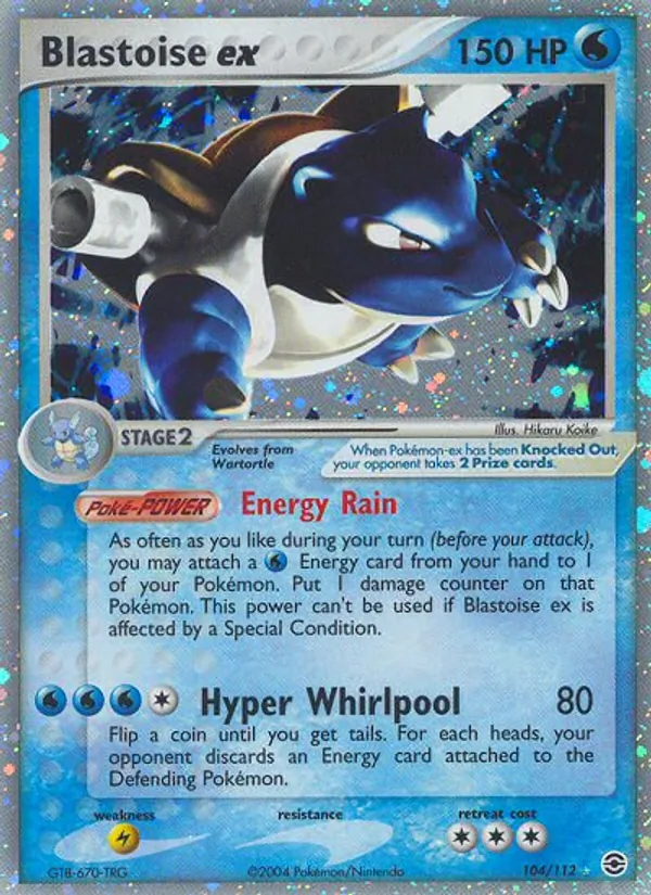 Carta Blastoise ex, número 104/112 da coleção FireRed & LeafGreen