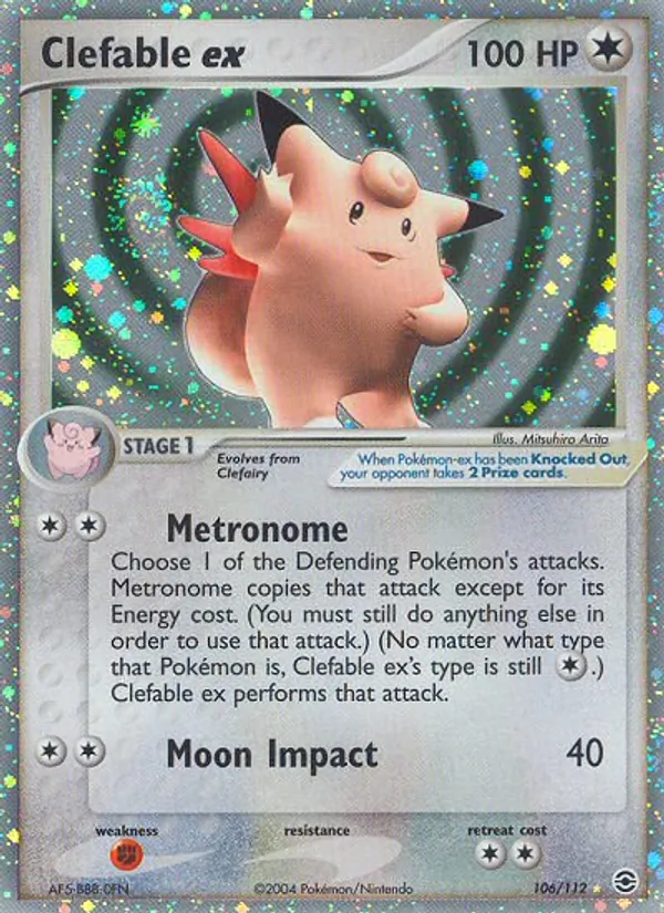 Carta Clefable ex, número 106/112 da coleção FireRed & LeafGreen