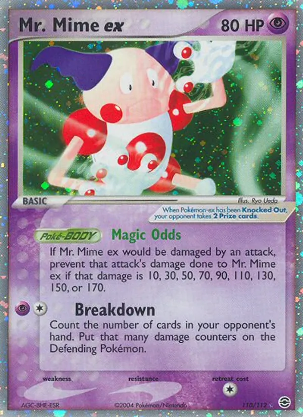 Carta Mr. Mime ex, número 110/112 da coleção FireRed & LeafGreen