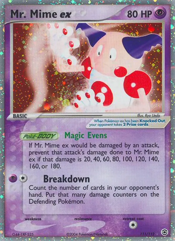 Carta Mr. Mime ex, número 111/112 da coleção FireRed & LeafGreen