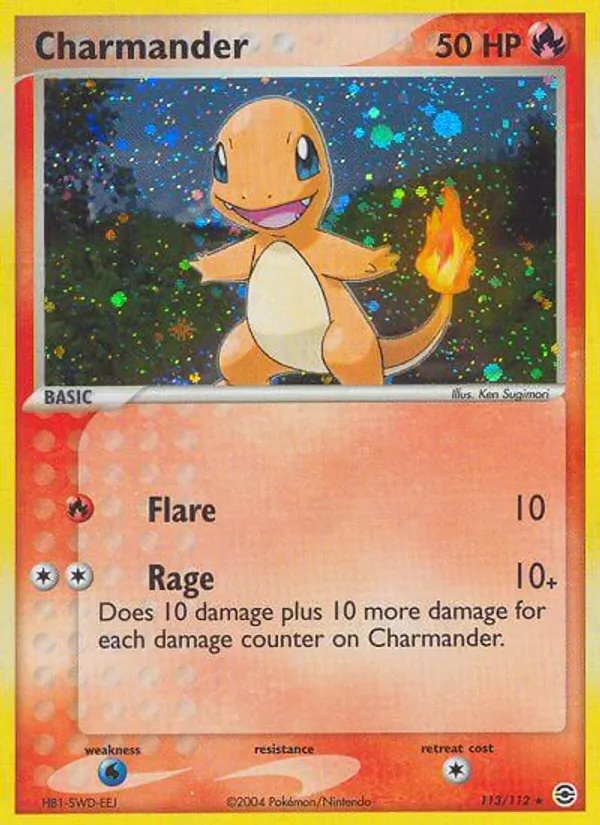 Carta Charmander, número 113/112 da coleção FireRed & LeafGreen