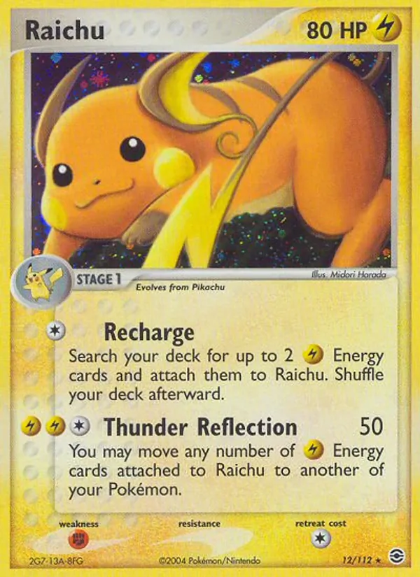 Carta Raichu, número 12/112 da coleção FireRed & LeafGreen