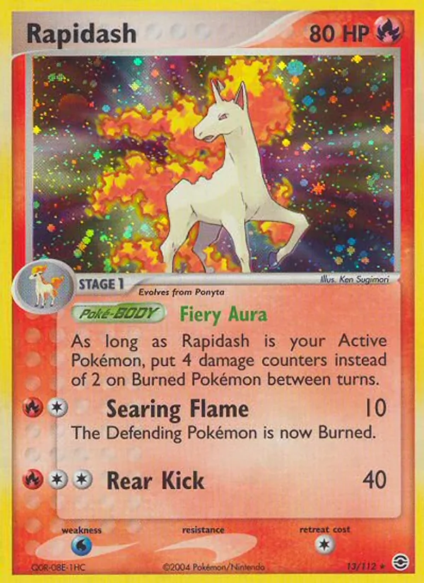 Carta Rapidash, número 13/112 da coleção FireRed & LeafGreen