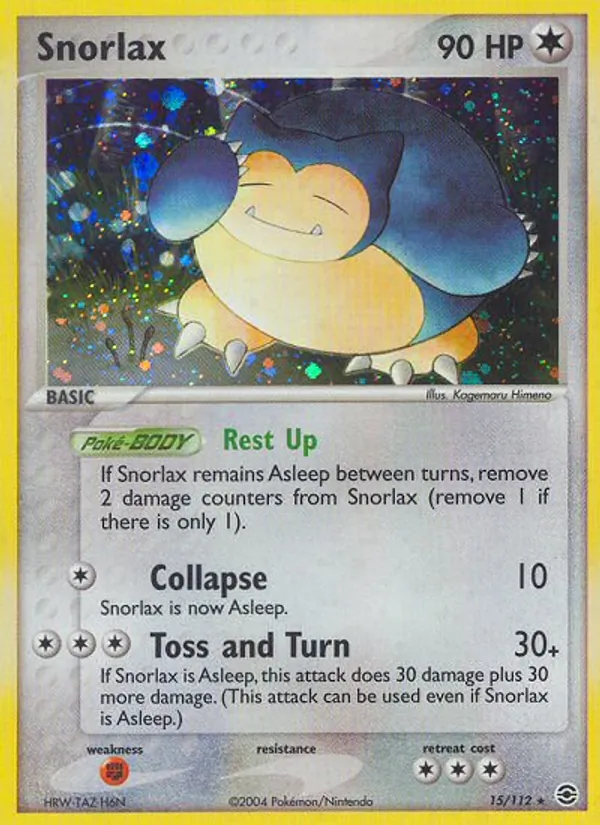 Carta Snorlax, número 15/112 da coleção FireRed & LeafGreen