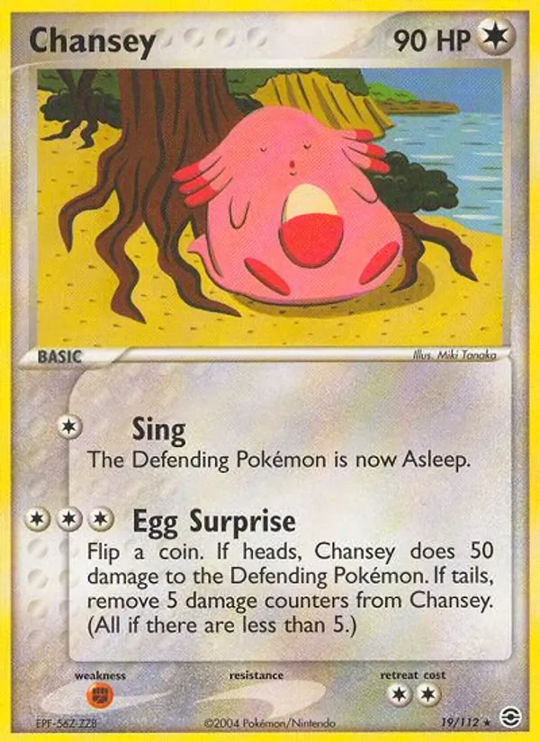 Carta Chansey, número 19/112 da coleção FireRed & LeafGreen