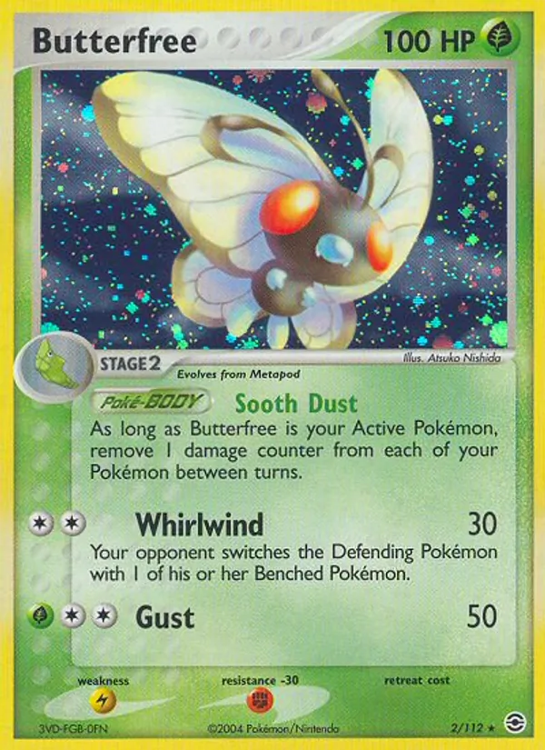 Carta Butterfree, número 2/112 da coleção FireRed & LeafGreen