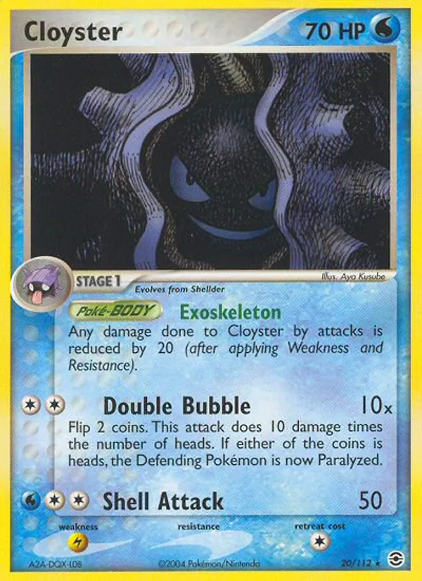 Carta Cloyster, número 20/112 da coleção FireRed & LeafGreen