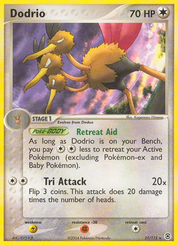 Carta Dodrio, número 21/112 da coleção FireRed & LeafGreen