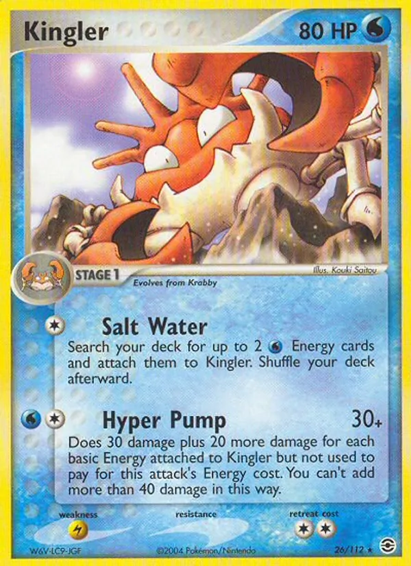 Carta Kingler, número 26/112 da coleção FireRed & LeafGreen