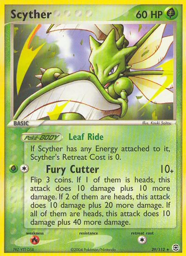 Carta Scyther, número 29/112 da coleção FireRed & LeafGreen