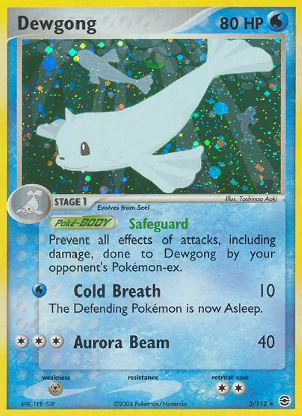 Carta Dewgong, número 3/112 da coleção FireRed & LeafGreen