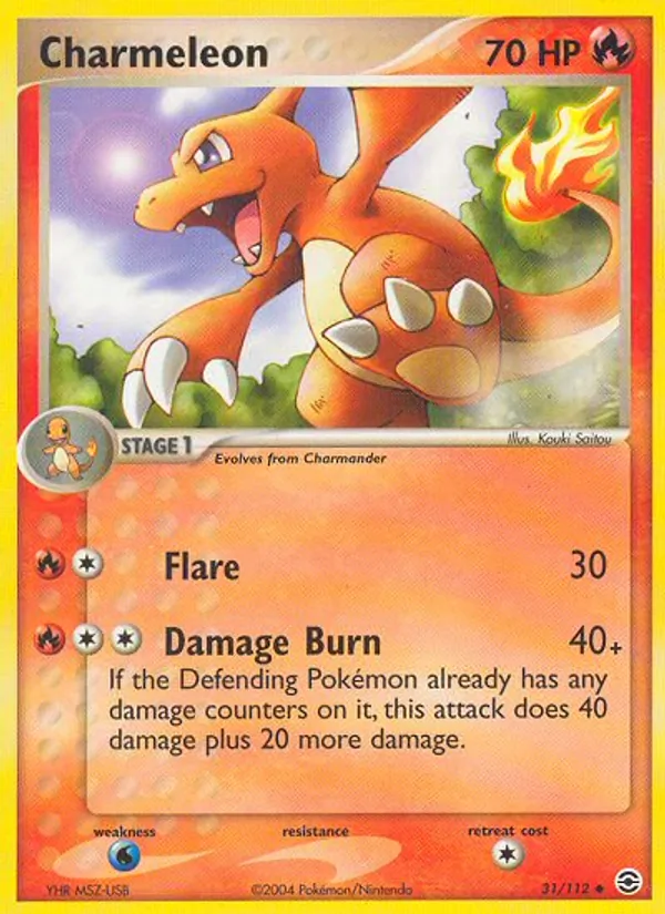 Carta Charmeleon, número 31/112 da coleção FireRed & LeafGreen