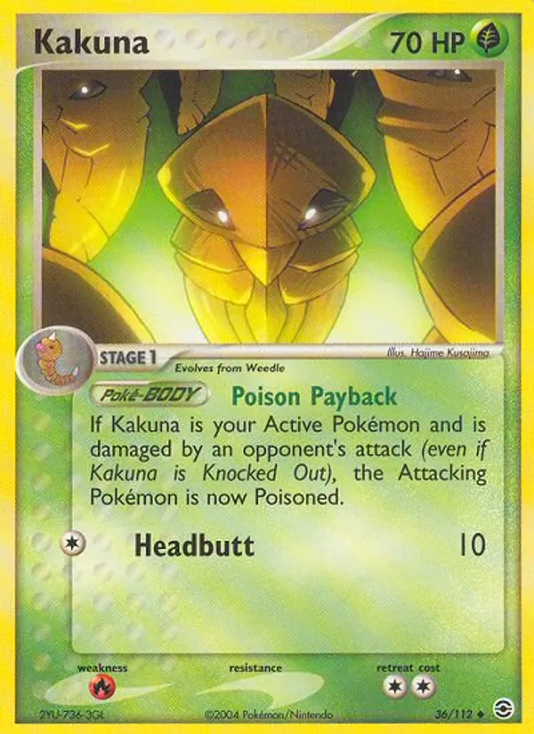 Carta Kakuna, número 36/112 da coleção FireRed & LeafGreen