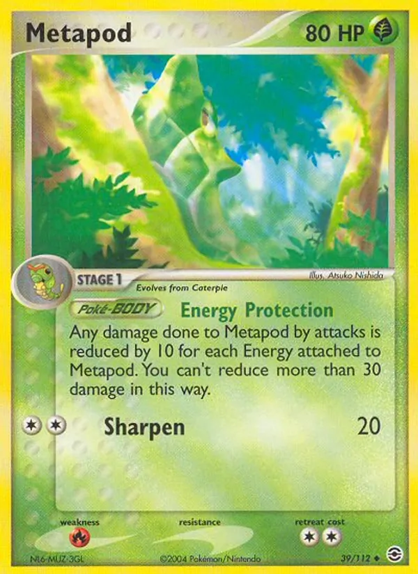 Carta Metapod, número 39/112 da coleção FireRed & LeafGreen