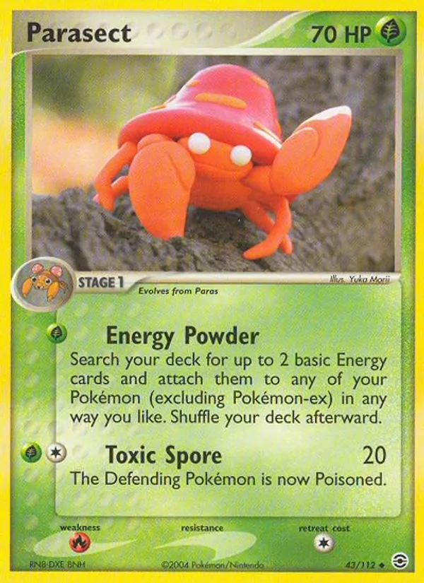 Carta Parasect, número 43/112 da coleção FireRed & LeafGreen