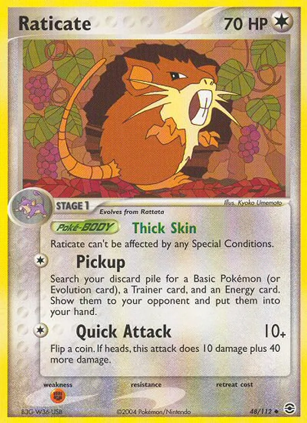Carta Raticate, número 48/112 da coleção FireRed & LeafGreen