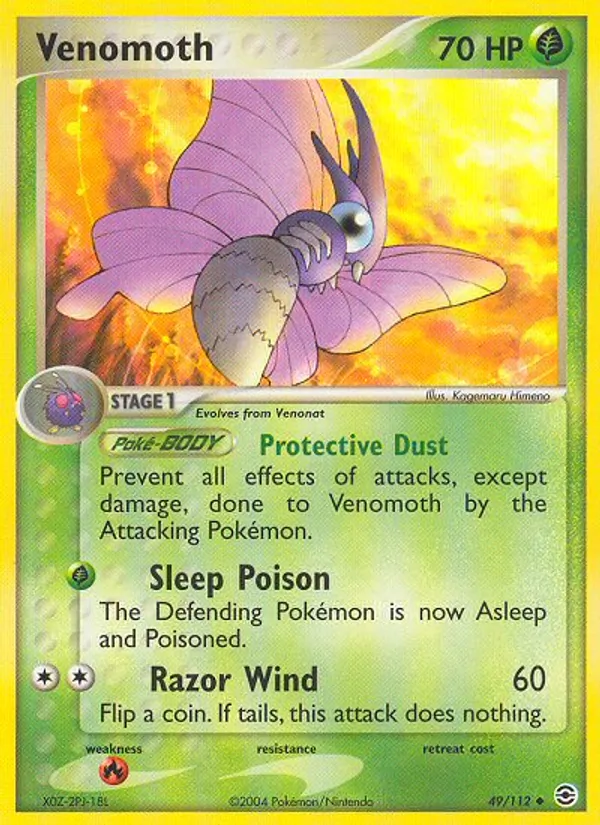 Carta Venomoth, número 49/112 da coleção FireRed & LeafGreen
