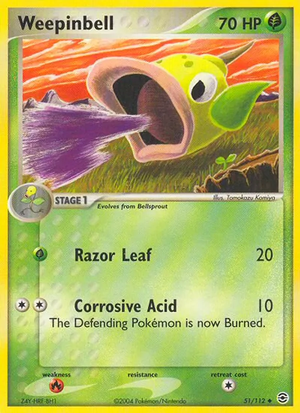 Carta Weepinbell, número 51/112 da coleção FireRed & LeafGreen