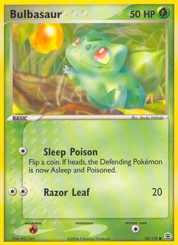 Carta Bulbasaur, número 54/112 da coleção FireRed & LeafGreen