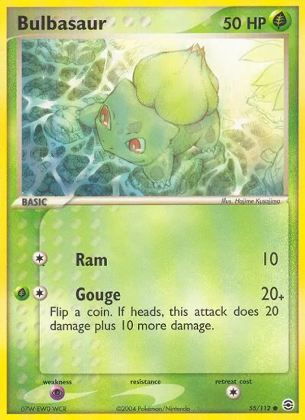 Carta Bulbasaur, número 55/112 da coleção FireRed & LeafGreen