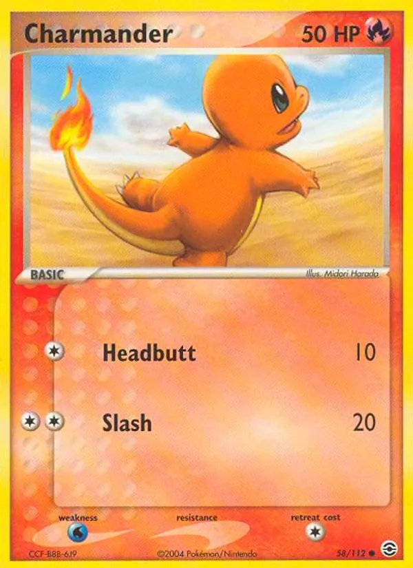 Carta Charmander, número 58/112 da coleção FireRed & LeafGreen
